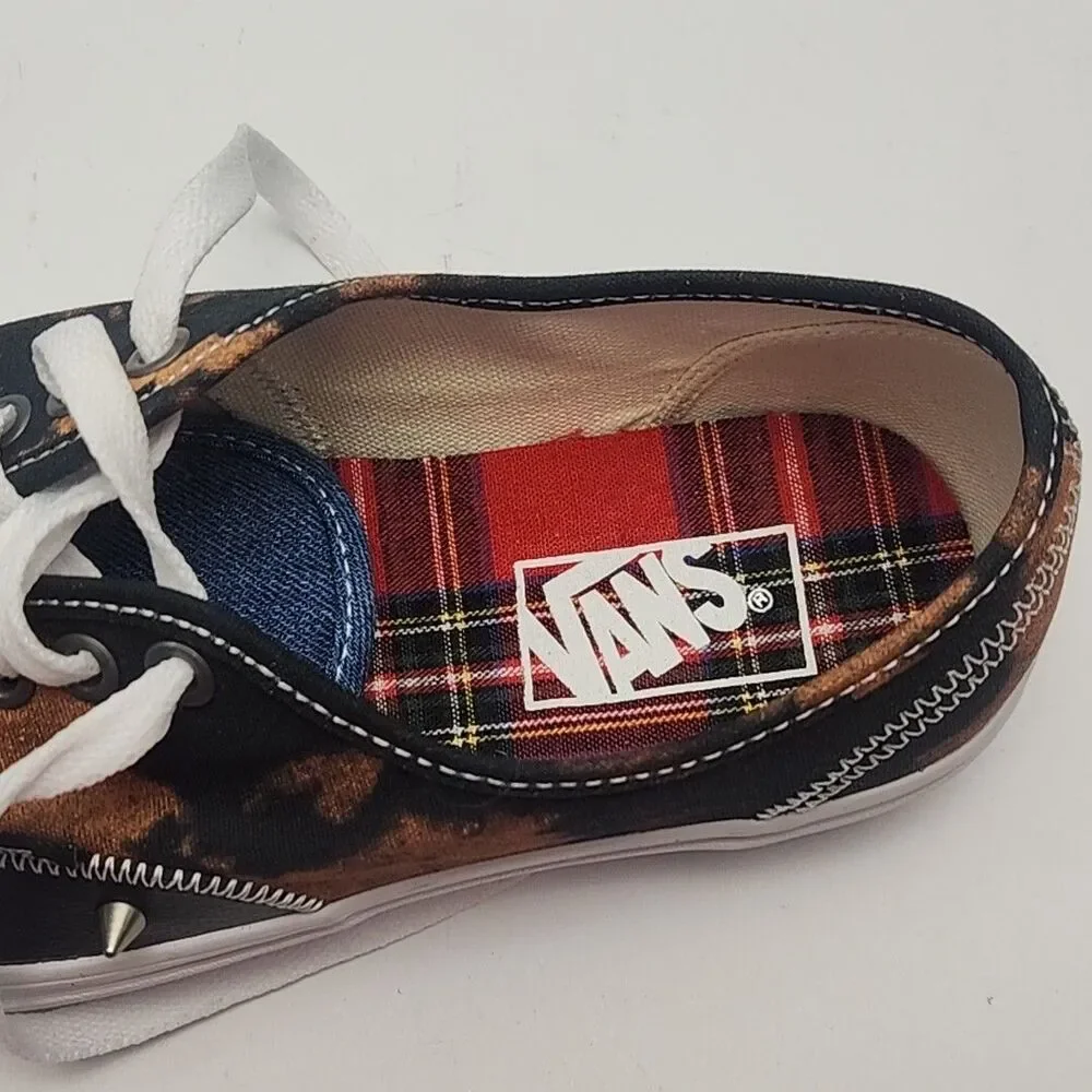 Vans Sneaker Shoe Women Sz 8.5 Tartan Daze Multi Acid Dye Spike Skater Men 7 NEW